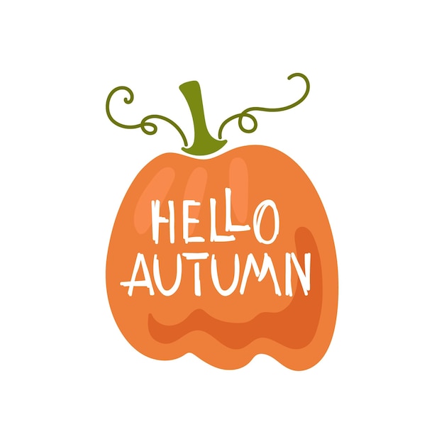 Hola temporada de calabazas otoño conjunto vectorial de letras dibujadas a mano con calabazas castañas y hojas