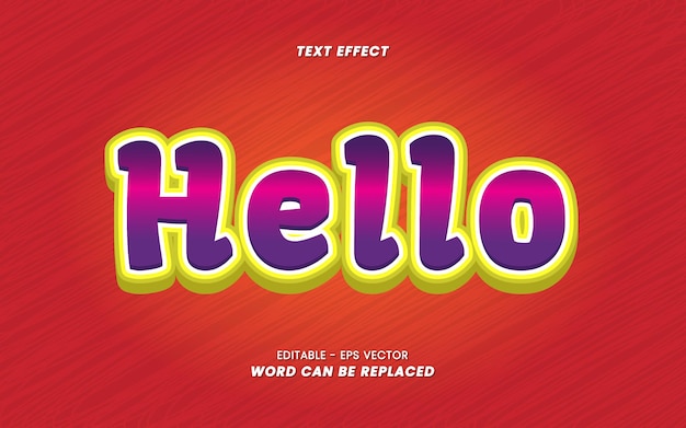 Vector hola - texto de efecto 3d editable