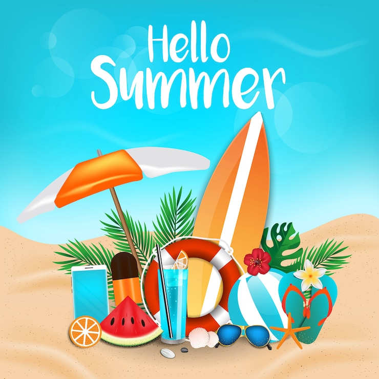 Vector hola vacaciones de verano