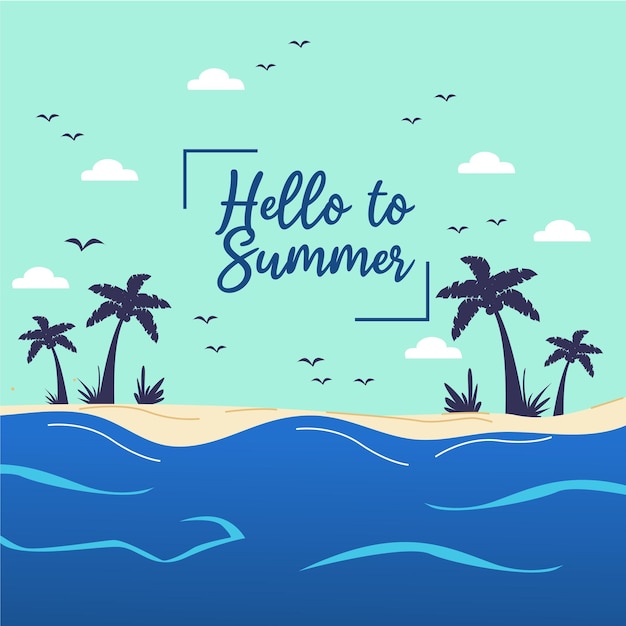 hola vector de ilustración de cartel de fiesta de playa de verano