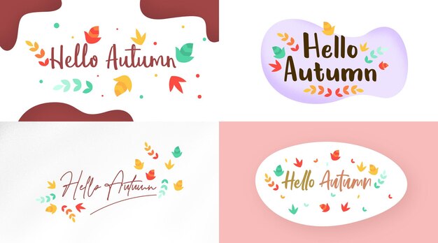 Hola vector de ilustración de fondo de otoño. folleto y banner web de otoño