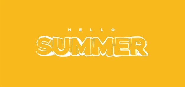 Hola verano dibujado a mano cantando sobre fondo amarillo