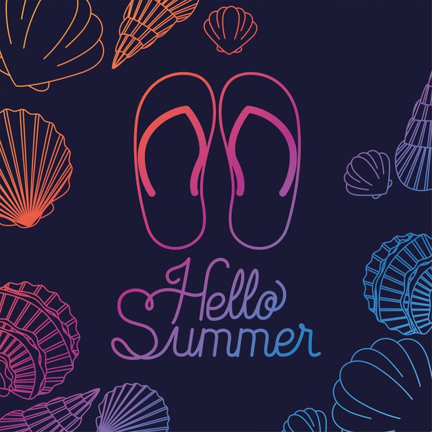 Hola verano y diseño de silueta de vacaciones.