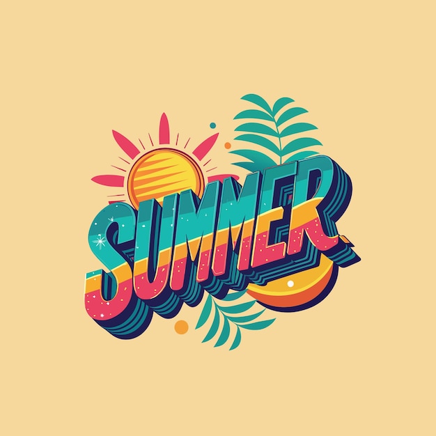 Hola verano ilustración y dibujos animados vector palmeras