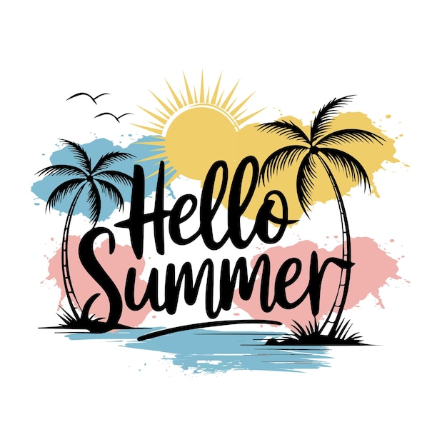 Hola verano con palmeras sol y playa