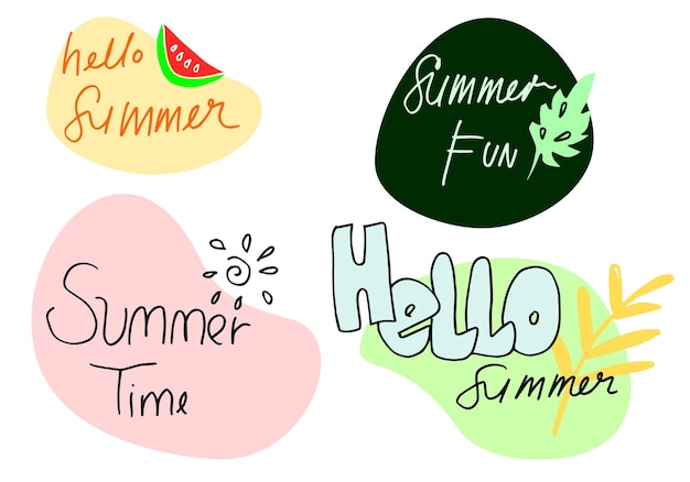 hola verano en plantilla de diseño de fiesta de verano de cartel estilo doodle