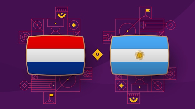 Holanda argentina playoff cuartos de final partido Fútbol 2022 2022 Campeonato mundial de fútbol partido versus equipos introducción deporte fondo campeonato competencia cartel vector