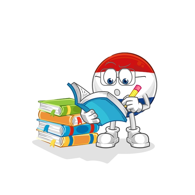 Holanda estudiando vector de dibujos animados mascota