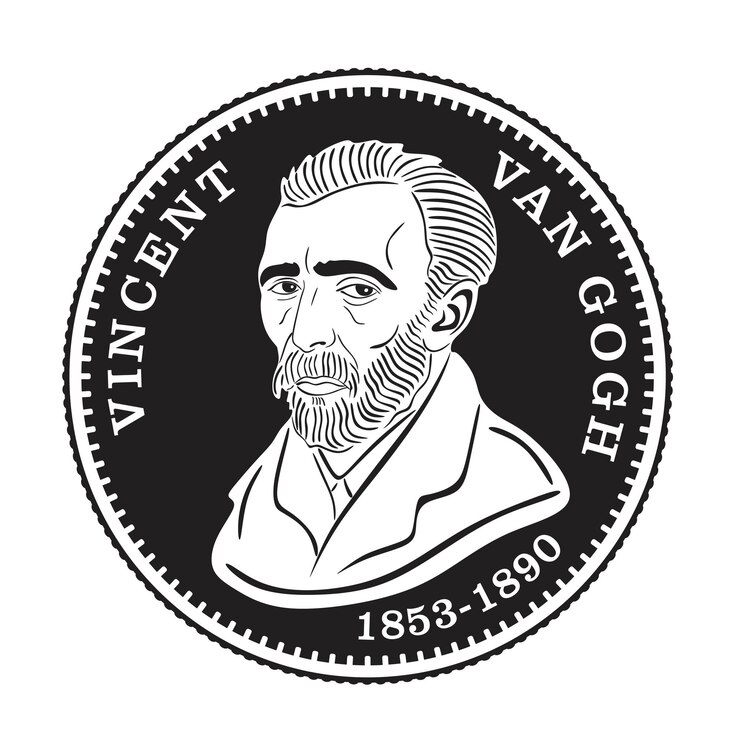 Vector holandés moneda pintor hecho a mano silueta