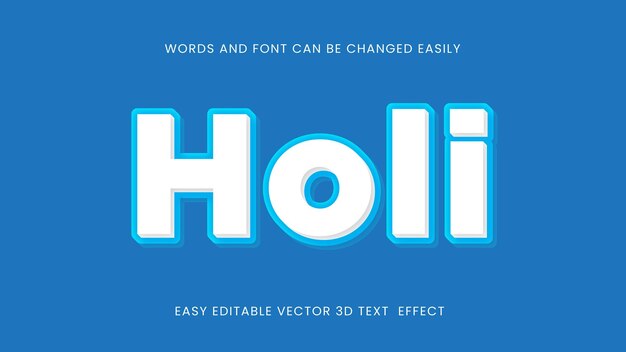 Holi 3d vector efecto de texto editable