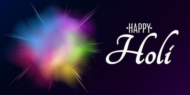 Holi festival de colores. Explosión de colores. Banner festivo Spray multicolor. Colorido polvo de niebla.
