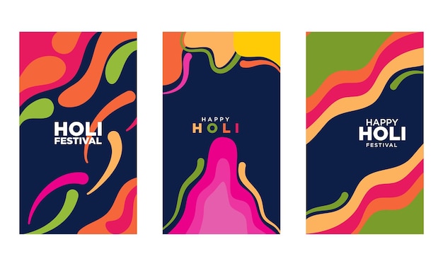Holi festival post en las redes sociales Colección de plantillas para el folleto de portada de las redes sociales