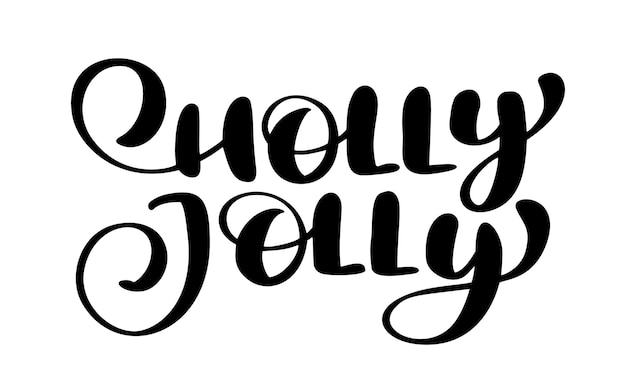 Holly Jolly caligrafía letras frase de Navidad escrita en un círculo Texto de letras dibujadas a mano