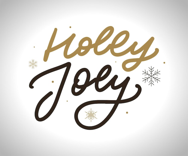 Holly jolly cartel de tipografía dibujada a mano única arte vectorial diseño perfecto para carteles, volantes y ba ...