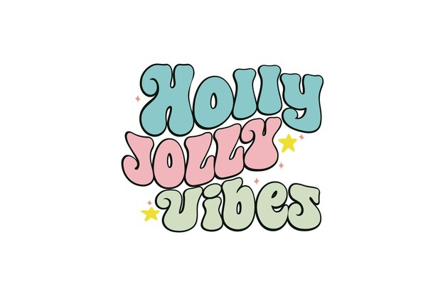 Holly Jolly Vibes de Navidad Archivo vectorial Svg retro