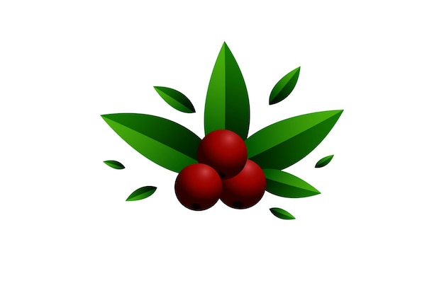 Hollyberry con hojas Diseño de pegatinas navideñas