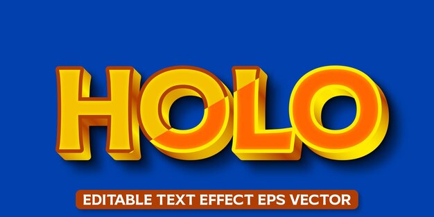 Holo gradiente de color editable efecto de texto 3D vector eps