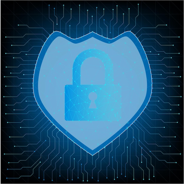 Holograma Símbolo de seguridad Fondo de sitio web futuro moderno o vector de portada para tecnología