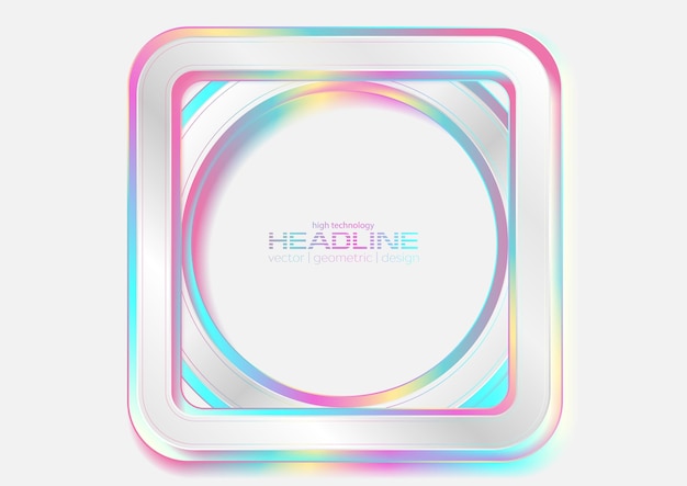holographic circle and square geometric abstract tech background