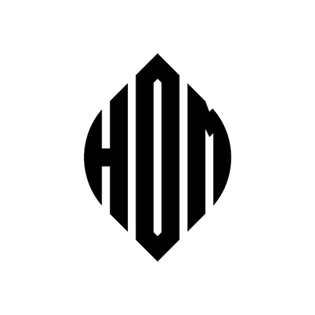 Vector hom diseño de logotipo de letra de círculo con forma de círculo y elipse hom letras de elipse con estilo tipográfico las tres iniciales forman un logotipo de círculo hom emblema de círculo abstracto monograma carta marca vector