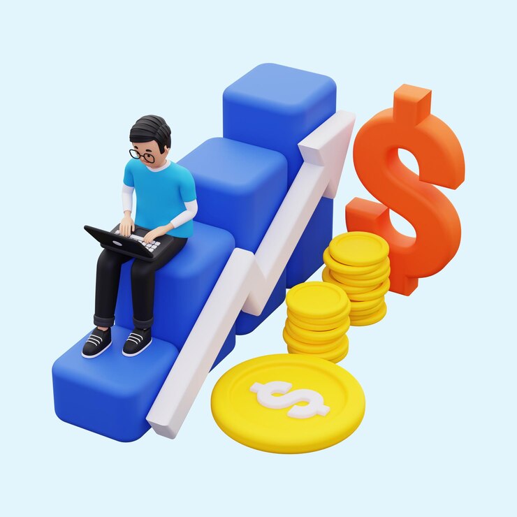 Vector hombre 3d vectorial libre que muestra la ilustración del crecimiento de la inversión financiera
