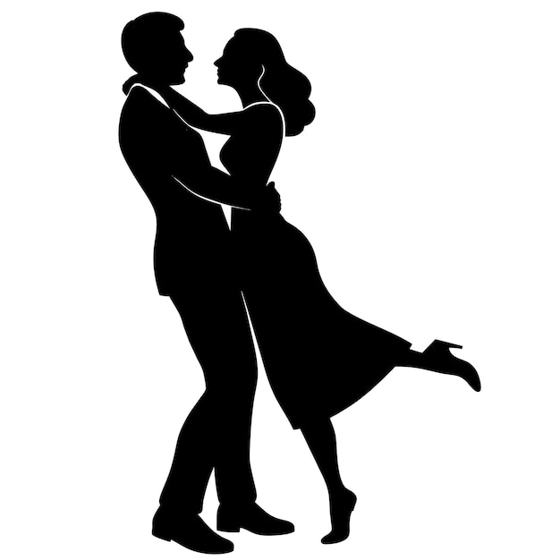 Hombre abraza a mujer momento romántico silueta vectorial 12
