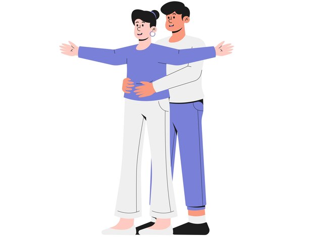 Hombre abrazando a su pareja en la ilustración del Día de San Valentín