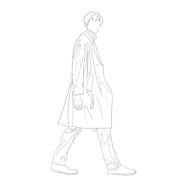 Hombre con abrigo caminando transparente sin antecedentes