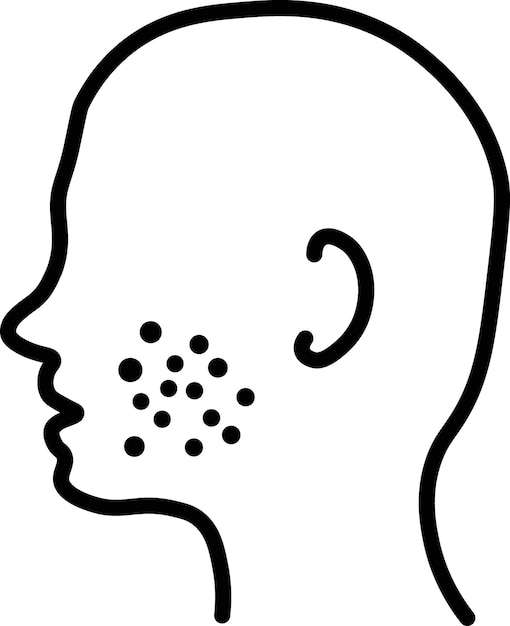 Hombre acné en la cara conjunto de iconos pubertad pimple problema de la piel símbolo vectorial dermatólogo hombres señal de tratamiento de acné de la piel