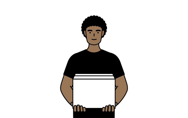 Hombre afroamericano trabajando para llevar cajas de cartón