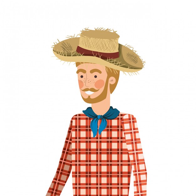 Hombre agricultor con sombrero de paja