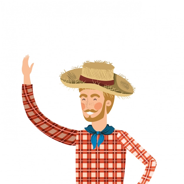 Hombre agricultor con sombrero de paja