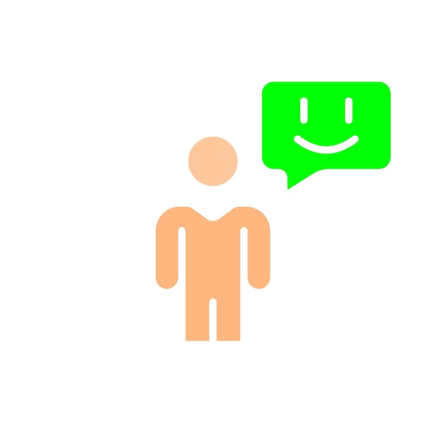 Hombre con alegre emoji línea icono comunicación emoji humor chat en línea internet gadget vector color icono sobre fondo blanco para negocios y publicidad