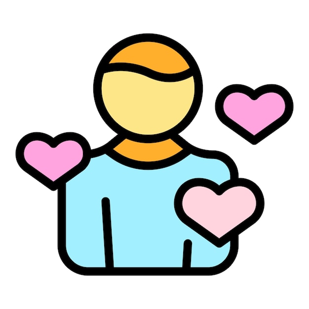 El hombre del amor ofrece icono contorno vector contrato de pedido tienda pago color plano