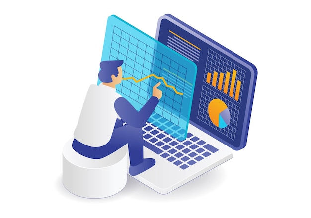 Hombre analizando datos comerciales con aplicación excel