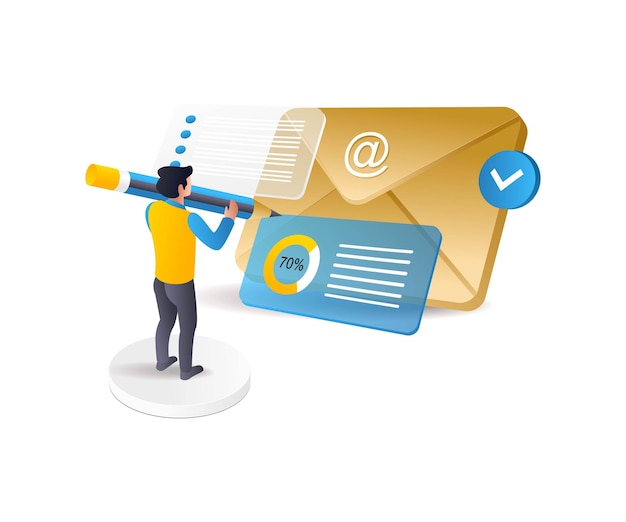 Hombre analizando datos de correo electrónico