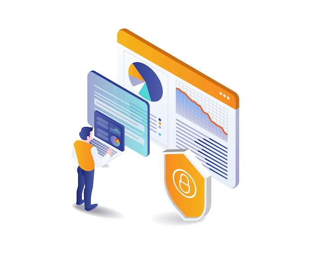 Hombre analizando datos de seguridad de tecnología empresarial