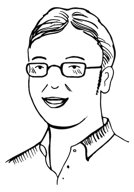 hombre, en, anteojos, retrato, cabeza humana, dibujo, cara masculina