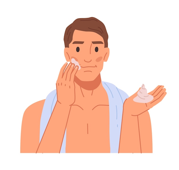 Hombre aplicando crema para afeitarse el cuidado de la piel