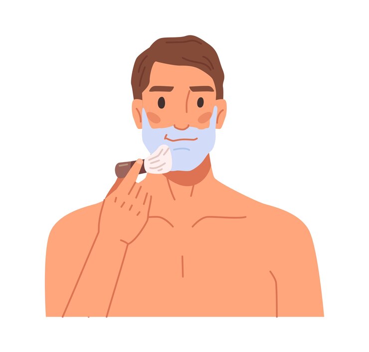 Vector hombre aplicando crema o loción para antes del afeitado