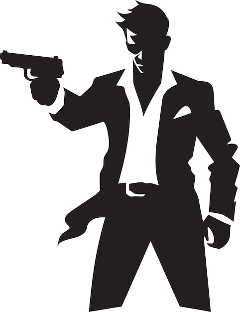 Vector hombre de armas emblema vectorial negro icono de vigor vectorial con arma en la mano