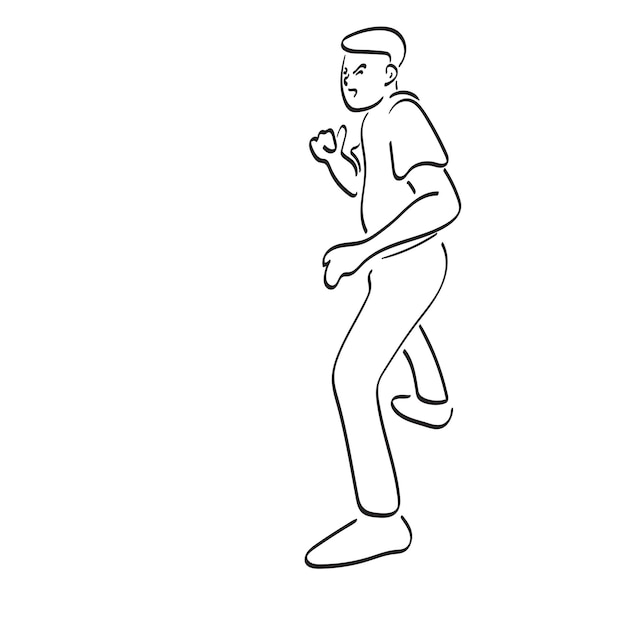 hombre de arte de línea con kung fu publicando ilustración vectorial dibujada a mano aislada en fondo blanco