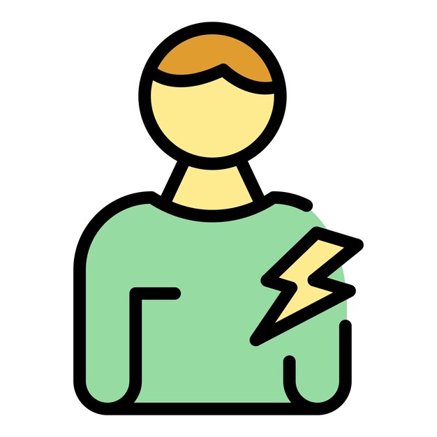 Hombre ataque de pánico icono contorno vector Miedo mental Trastorno de ira color plano