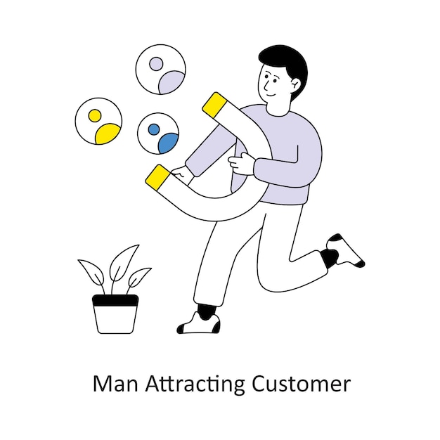 El hombre atrayendo el estilo del cliente diseño vectorial ilustraciones de stock