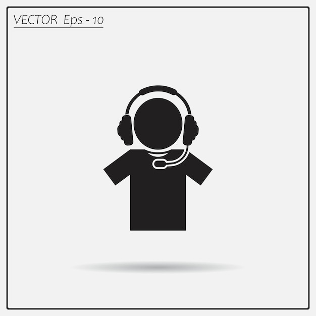 Vector hombre con auriculares anunciador de noticias símbolo de apoyo ilustración vectorial en un fondo claro eps 10