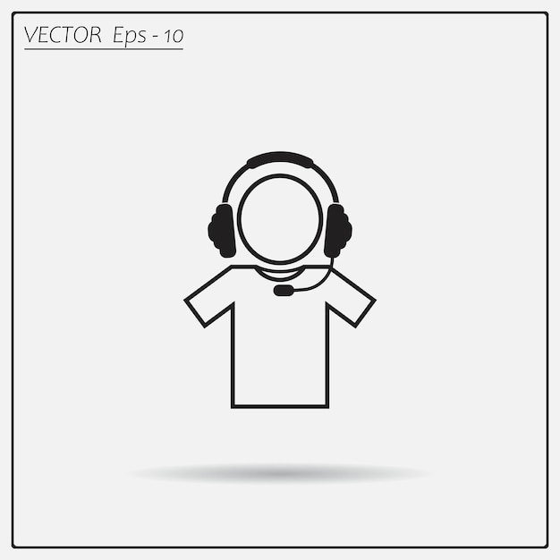 Vector hombre con auriculares anunciador de noticias símbolo de apoyo ilustración vectorial en un fondo claro eps 10