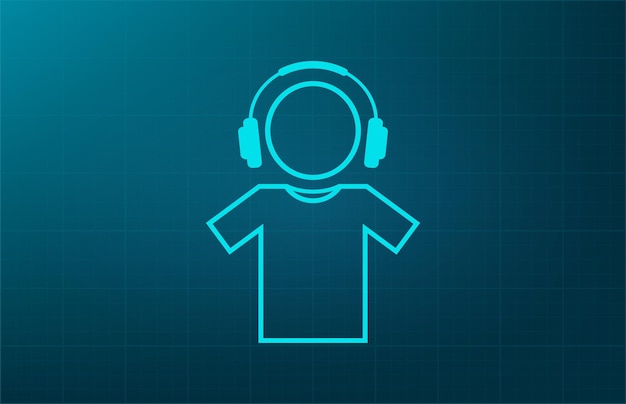 Vector hombre con auriculares símbolo de soporte de avatar ilustración vectorial en fondo azul eps 10