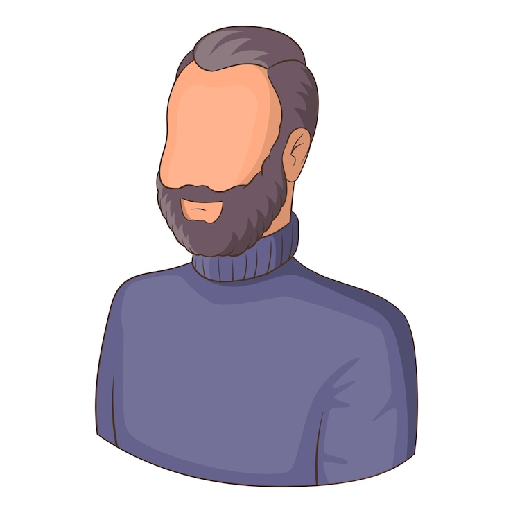 Vector hombre avatar con icono de barba ilustración de dibujos animados del icono vectorial del avatar para el diseño web