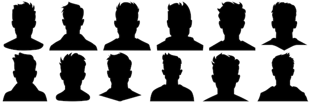 El hombre avatar siluetas conjunto gran paquete de diseño de silueta vectorial aislado fondo blanco