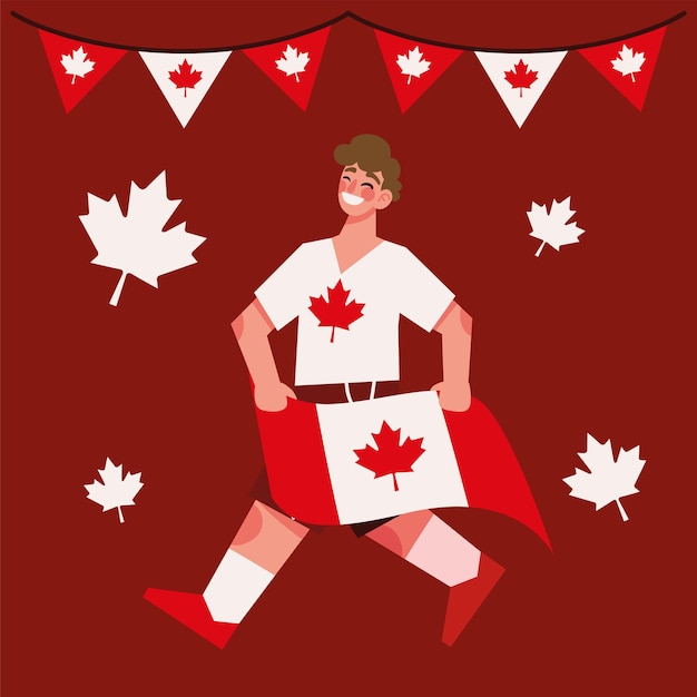 Hombre con bandera canadiense